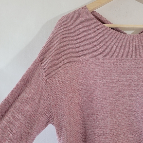 ELLE Womens Pink Blush Sweater Dress Sz L High-Low Crewneck Soft Cozy Minimalist - Picture 5 of 12